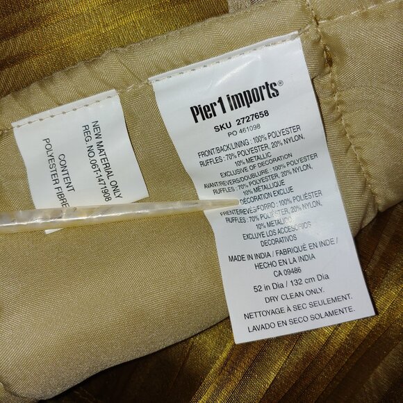 Pier 1 Imports Ruffled Gold Beaded Frilly Christmas Tree Skirt 48" - Picture 3 of 12